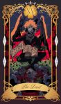  black_clover demon demon_horns demon_tail demon_wings highres horns liebe_(black_clover) red_eyes tail tarot the_devil_(tarot) versavea white_hair wings 