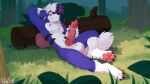  absurd_res animal_genitalia animal_penis anthro balls big_balls big_penis blush canid canine canine_penis erection forest generation_7_pokemon genitals hi_res knot looking_at_viewer lycanroc male mammal masturbation midnight_lycanroc nintendo nude pache_riggs pawpads paws penetrable_sex_toy penile penile_masturbation penis plant pokemon pokemon_(species) red_eyes sex_toy solo tree video_games 