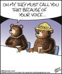  2022 5:6 anthro black_nose brown_body brown_fur chair clothing dialogue english_text fur furniture hat headgear headwear jewelry mammal mark_parisi necklace sitting smokey_bear speech_bubble text url ursid yellow_clothing yellow_hat yellow_headwear 