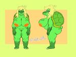  anthro areola big_areola big_breasts big_butt blonde_hair breasts butt claws curled_hair female genitals green_eyes hair nipples orange_areola orange_nipples pussy reference_image reptile scales scalie shell solo tetra_(wetwaffls) tortoise turtle wetwaffls 