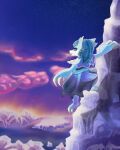  alice_(theassumingmage) alolan_form alolan_sandslash anthro claws clothed clothing detailed_background female glacier hi_res ice ice_hair mammal nintendo pangolin pokemon pokemon_(species) regional_form_(pokemon) rock_climbing solo sunset video_games zody300 