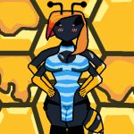  4arms anthro arthropod arthropod_abdomen asian_clothing big_breasts breasts chinese_clothing chinese_dress cleavage_cutout clothing dress east_asian_clothing female hacksandslash hair hymenopteran insect legwear orange_hair solo thick_thighs thigh_highs wasp wasp_waist 