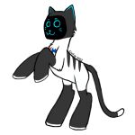  2022 :3 bellabot carrefour crufox equid equine felid feline feral hi_res horse hybrid kerfus logo looking_at_viewer male mammal on_hind_legs pony screen screen_face signature simple_background solo white_background 