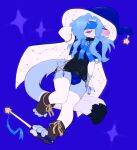  absurd_res blue_body blue_fur blue_hair cape clothing colored_sketch costume fluffy fluffy_tail fur hair haplorhine hat headgear headwear hi_res humanoid leonis_stellas lunalin magic_user magic_wand male mammal monkey nathivy original_characters primate sketch solo star wizard_hat 