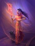  1boy black_hair blood_elf_(warcraft) cat elf fantasy glowing glowing_eyes grand_magister_rommath green_eyes highres long_eyebrows long_pointy_ears mage_(warcraft) pointy_ears shauniraven third-party_source warcraft world_of_warcraft 