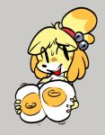  animal_crossing anthro areola bell big_areola big_breasts blonde_hair blush blush_lines breast_grab breasts canid canine clothing cowolewd female fur hair hand_on_breast huge_breasts isabelle_(animal_crossing) mammal motion_lines multicolored_body multicolored_fur multicolored_hair nintendo nipples open_mouth orange_hair red_clothing smile solo teeth tongue two_tone_body two_tone_fur two_tone_hair video_games white_body white_fur yellow_areola yellow_body yellow_fur 