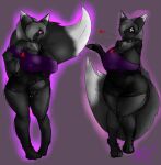  &lt;3 anthro belly big_breasts black_body black_clothing black_fur black_tail bodily_fluids breasts canid canine clothing female fox fur genital_fluids genitals grey_body grey_fur grey_tail hi_res huge_breasts mammal neck_tuft nipples paws pink_eyes purple_clothing pussy pussy_juice rey_(succubusbnny) solo succubusbnny thick_thighs tuft white_body white_fur white_tail 