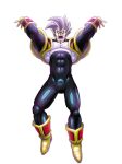  1boy arms_up artist_request baby_(dragon_ball) baby_vegeta bodysuit boots dragon_ball dragon_ball_gt gloves grey_hair male_focus non-web_source open_mouth solo yellow_gloves 