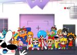  18-volt 5-volt 9-volt absurdres ana_(warioware) ashley_(warioware) camera cellphone dribble_(warioware) highres holding holding_camera jimmy_t kat_(warioware) lulu_(warioware) mike_(warioware) mona_(warioware) offbeat orbulon penny_crygor phone photo_(object) selfie smartphone spitz wario warioware young_cricket 