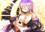  1girl ast baby bare_shoulders breast_feeding breast_slip breasts closed_eyes dress gradient_hair happy highres hijiri_byakuren large_breasts long_hair multicolored_hair one_breast_out open_clothes parted_lips smile touhou 