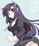  animal_ears ass cross habit kannagi long_hair nun panties purple_eyes skirt solo tail underwear yamano_sachi zange 