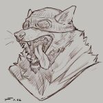 2021 ambiguous_gender anthro canid canine canis face_closeup greyscale hi_res mammal monochrome sketch solo taran_fiddler wolf 