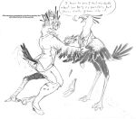  2018 accipitriform anthro avian beak bird business_suit butt clothing comictf dialogue duo english_text feather_growth feathered_wings feathers female footwear growth hair high_heels human male mammal necktie open_mouth secretary_bird simple_background smile species_transformation suit surprise tail_growth talons text torn_clothing transformation white_background wings 