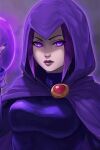  cape leotard lowres non-web_source purple_hair rachel_roth raven_(dc) 