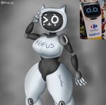  2022 absurd_res animal_humanoid bellabot carrefour felid felid_humanoid feline feline_humanoid female grey_body hi_res humanoid hurb_69 kerfus machine mammal mammal_humanoid robot robot_humanoid screen screen_face signature solo thick_thighs white_body 