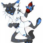  anthro anthrofied bellabot bepis birroquet black_body black_fur blue_eyes bottle carrefour domestic_cat felid feline felis fur grey_body grey_fur hi_res holding_object inner_ear_fluff kerfus logo male mammal neck_tuft open_mouth open_smile pawpads paws smile soda_bottle solo tuft whiskers white_body white_fur 