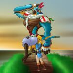  absurd_res ahegarou anal anthro anus avian backsack ball_grab balls big_balls big_butt big_pecs big_penis blonde_hair blush bodily_fluids breath_of_the_wild butt duo eyelashes foreskin genitals hair hi_res huge_balls huge_penis human humanoid hylian kass_(tloz) link long_hair male male/male mammal muscular nervous nintendo oral pecs penis ponytail rimming rito sex size_difference sweat the_legend_of_zelda thick_eyelashes video_games 