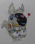  &lt;3 &spades; blush happy hi_res machine male multicolored_ears protogen robot suit_symbol traditional_media_(artwork) 