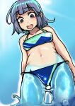  2022 bikini bikini_bottom bikini_top breasts clothing day female goo_creature goo_humanoid goo_transformation hair hi_res human human_to_humanoid humanoid mammal navel not_furry open_mouth outside solo species_transformation surprise swimwear toribako transformation water 