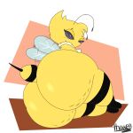  anthro arthropod bee behniis big_butt blush butt cellulite female hi_res huge_butt hymenopteran insect looking_at_viewer looking_back looking_back_at_viewer solo thick_thighs thixxen 