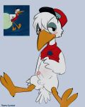  4:5 avian balls bird clothed clothing disney dumbo_(movie) erection feathers ferrissimulator genitals hi_res humanoid_genitalia humanoid_penis looking_at_viewer male mr._stork partially_clothed penis presenting solo stork tagme white_body white_feathers 