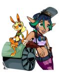  anthro blonde_hair blue_eyes blue_hair digital_media_(artwork) duo eyewear face_shield female fur goggles goggles_around_neck green_eyes hair hi_res human humanoid_pointy_ears jackajoke jak_and_daxter keira_(jak_and_daxter) mammal mask mustelid naughty_dog oil_stain orange_body orange_fur ottsel pawpads paws semi-anthro simple_background sony_corporation sony_interactive_entertainment technology tess_(jak_and_daxter) video_games white_background 