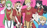  ... 1other 2boys 4girls arts_shirt black_hair black_ribbon black_thighhighs black_tiara blonde_hair buster_shirt double_v earrings enkidu_(fate) ereshkigal_(fate) fate/grand_order fate_(series) forehead_jewel frown gilgamesh_(caster)_(fate) gilgamesh_(fate) gorgon_(fate) green_hair hair_ribbon hand_in_own_hair hand_on_hip hand_on_own_face hinata_(eine_blume) hoop_earrings infinity ishtar_(fate) jewelry medusa_(fate) multiple_boys multiple_girls one_eye_closed open_mouth purple_hair quetzalcoatl_(fate) red_eyes red_ribbon ribbon robe shirt_tug siblings single_thighhigh sisters smile spoken_ellipsis thighhighs unamused v white_robe 