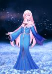  absurdres aedh076 aged_up alternate_breast_size alternate_costume alternate_hairstyle blonde_hair blue_dress blue_eyes dress fate/prototype fate/prototype:_fragments_of_blue_and_silver fate_(series) flower highres long_hair non-web_source sajou_manaka type-moon 