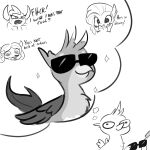  1:1 2020 avian black_and_white bovid bovine daydream digital_media_(artwork) dragon european_mythology expensive eyewear female feral friendship_is_magic gallus_(mlp) grawlixes greek_mythology greyscale group gryphon hasbro hi_res hippogriff holding_eyewear holding_object holding_sunglasses male male/female mammal monochrome my_little_pony mythological_avian mythology silverstream_(mlp) smolder_(mlp) sunglasses swag tjpones tomboy wings yak yona_yak_(mlp) 