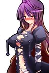  blush breasts choker covered_nipples gradient_hair hijiri_byakuren large_breasts multicolored_hair nipple_clamps panties pubic_hair red_eyes solo tony_man+ touhou underwear 