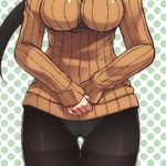  black_legwear breasts close-up crotch_seam head_out_of_frame impossible_clothes impossible_sweater lowres murakami_murako original panties panties_under_pantyhose pantyhose ribbed_sweater shirt solo sweater thigh_gap thighband_pantyhose underwear white_panties 