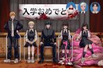  3boys bangs bird black_hair black_ribbon black_shirt black_socks blonde_hair blood blood_on_clothes blood_splatter bow bowtie bucky_(chainsaw_man) chainsaw_man chicken class_president_(chainsaw_man) collared_shirt cross_scar crossed_legs death denji_(chainsaw_man) dress glasses hair_between_eyes head_on_hand highres intestines justice_devil_(chainsaw_man) long_hair looking_at_viewer medium_hair mitaka_asa mole mole_under_mouth multiple_boys multiple_girls open_clothes orange_hair organs own_hands_together pinafore_dress red_bow red_bowtie ribbon ruyu_(txzy22) scar scar_on_cheek scar_on_face school_uniform sharp_teeth shirt short_hair sitting smile socks standing tanaka_(chainsaw_man) teeth unbuttoned unbuttoned_shirt war_devil_(chainsaw_man) white_footwear white_shirt yoru_(chainsaw_man) yoshida_hirofumi yuko_(chainsaw_man) 