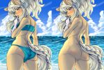  beach bikini blush body_blush braided_tail breasts butt clothing cloud cloudscape equid equine fan_character female fluffy fluffy_ears fluffy_tail genitals hasbro horse mammal mouth_closed my_little_pony nude pony pussy pussy_blush rear_view seaside side_boob sky slim small_breasts small_butt smile solo swimwear yuwi-cyu 