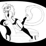  ambiguous_gender black_and_white clothing felid hi_res hybrid liger lingerie lion mammal mane monochrome pantherine tail tass_(tassy) 