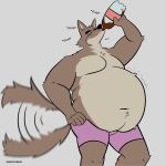  absurd_res anthro belly beverage big_belly bloated canid canine canis dreamworks fattytober hi_res male mammal mindof mr._wolf_(the_bad_guys) overweight overweight_male soda tail_motion tailwag the_bad_guys weight_gain wolf 