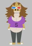  3d_glasses anthro belly big_belly big_breasts breasts claws cleavage clothed clothing female fully_clothed generation_1_pokemon grey_background looking_at_viewer mexifurfoof navel nintendo pokemon pokemon_(species) sandpancake sandslash simple_background solo video_games 