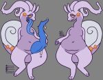 anthro big_penis bodily_fluids bulge cum female generation_6_pokemon genital_fluids genitals goodra hi_res interspecies lilmeowmeow_senpai model_sheet nintendo penis pokemon pokemon_(species) pokephilia reference_image size size_difference slime solo thick_thighs tongue video_games 