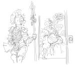  anthro anthrofied big_butt butt dialogue equid equine female friendship_is_magic hasbro hi_res holding_object holding_spear holding_weapon horn huge_butt male mammal melee_weapon mhdrawin my_little_pony polearm princess_celestia_(mlp) royal_guard_(mlp) spear unicorn weapon 