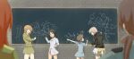  6+girls ahoge black_hair blonde_hair blurry breasts brick_wall brown_hair chalkboard charlotte_e._yeager choker christiane_barkhorn depth_of_field francesca_lucchini from_behind gertrud_barkhorn hand_on_hip hanna-justina_marseille highres long_hair minna-dietlinde_wilcke multiple_girls noah_(0bp3292) red_hair shirt short_hair short_twintails small_breasts smile strike_witches sweatdrop thighs twintails very_long_hair white_shirt world_witches_series 