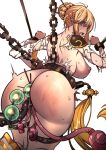  1girl anal anal_beads anal_object_insertion blonde_hair blue_eyes braid breasts bruise_on_ass chain commission dungeon_and_fighter female_gunner_(dungeon_and_fighter) hair_bun highres koonsane large_breasts looking_back needle nude object_insertion remote_control_vibrator restrained sex_toy short_hair solo surprised tassel torn_clothes vibrator 
