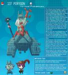  armor blue_skin colored_skin highres kinkymation non-web_source pokemon porygon staff white_hair 