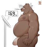  2022 anthro belly big_belly big_bulge brown_body bulge clothing exclamation_point hi_res humanoid_hands male mammal moobs mors_k mostly_nude nipples overweight overweight_anthro overweight_male question_mark solo surprise underwear ursid 