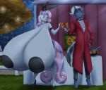  anthro anthrofied big_breasts blues64 blush breasts clothed clothing duo equid equine female friendship_is_magic hand_on_hip hasbro hi_res horn huge_breasts hyper hyper_breasts male mammal marauder6272 my_little_pony pasties sweetie_belle_(mlp) unicorn 
