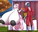  anthro anthrofied big_breasts blues64 blush breasts clothed clothing duo equid equine female friendship_is_magic hand_on_hip hasbro hi_res horn huge_breasts hyper hyper_breasts male mammal marauder6272 my_little_pony pasties sweetie_belle_(mlp) unicorn 