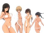  4girls angela_salas_larrazabal arms_behind_back ass bikini blonde_hair brave_witches breasts brown_eyes brown_hair completely_nude federica_n._doglio francesca_lucchini from_behind green_eyes groin hair_between_eyes hands_on_hips hands_on_own_breasts isosceles_triangle_(xyzxyzxyz) large_breasts long_hair looking_at_viewer loose_necktie medium_hair multiple_girls multiple_wings navel necktie nude open_clothes paint_on_body ribbon shirt short_hair sidelocks smirk strike_witches strike_witches:_suomus_misfits_squadron swimsuit tan thighs twintails untied untied_bikini waltrud_krupinski white_background white_bikini white_necktie white_paint white_ribbon white_shirt wings world_witches_series 