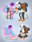  anthro bloated diaper duo eating feces hi_res high_chair hyper invalid_tag male mammal mephitid mikositaowo scat skunk soiling swallowing 