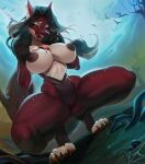  anthro black_hair black_sclera blood blood_on_breast blood_on_face bodily_fluids breasts charlystone crouching ear_piercing female fin fin_piercing fish furgonomics furry-specific_piercing genitals grin hair hand_on_breast hi_res licking licking_lips licking_own_lips looking_at_viewer marine maroon_body nipples non-mammal_breasts non-mammal_nipples nude orange_eyes piercing pussy red_body rose_(kamikazekit) self_lick shark smile solo teeth tongue tongue_out 
