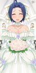  blush bouquet bridal_veil closed_eyes dress holding holding_bouquet idolmaster miura_azusa short_hair solo tun veil wedding_dress 