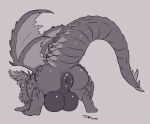  alatreon anus balls big_anus big_balls big_butt black_dragon butt capcom elder_dragon feral genitals horn huge_anus huge_balls huge_butt male membrane_(anatomy) membranous_wings monster_hunter puffy_anus rear_view scales scalie solo spikes spikes_(anatomy) toby_art video_games wings 