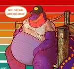  absurd_res after_vore alligator alligatorid anthro barazoku belly belly_overhang crocodilian dock fishing hi_res male mature_male missingphd overweight reptile scales scalie solo vore 